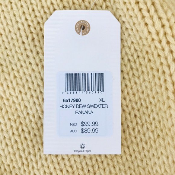 Billabong BNWT Honey Dew Sweater Chunky Knit Banana Women's Jumper Size XL - Picture 9 of 11
